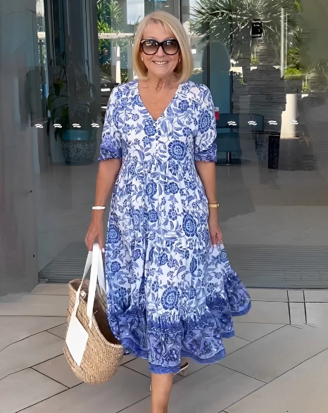 Bohème Kleid mit Blumendruck