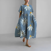 Boho Blumenk Weites Kleid
